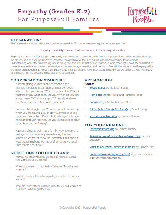 K-2 Empathy Family Letter